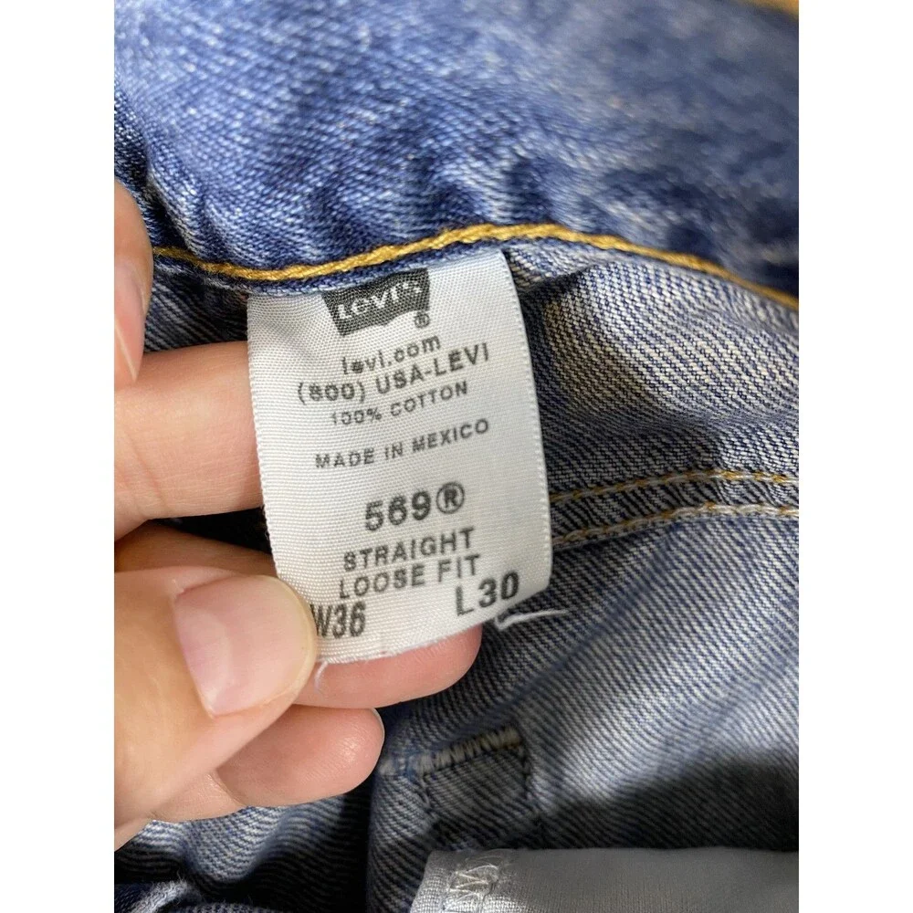 VTG Levis 569 Jeans Mens 34x28 Tag 36x30 Blue Denim Loose Straight Relaxed Baggy